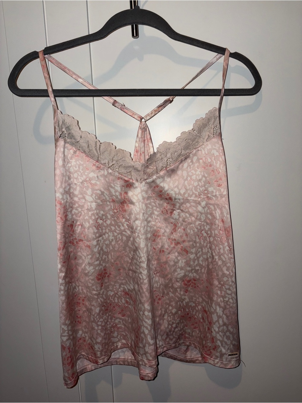 BCBGMaxAzria Blush Pink Lace-Trim Satin Cami